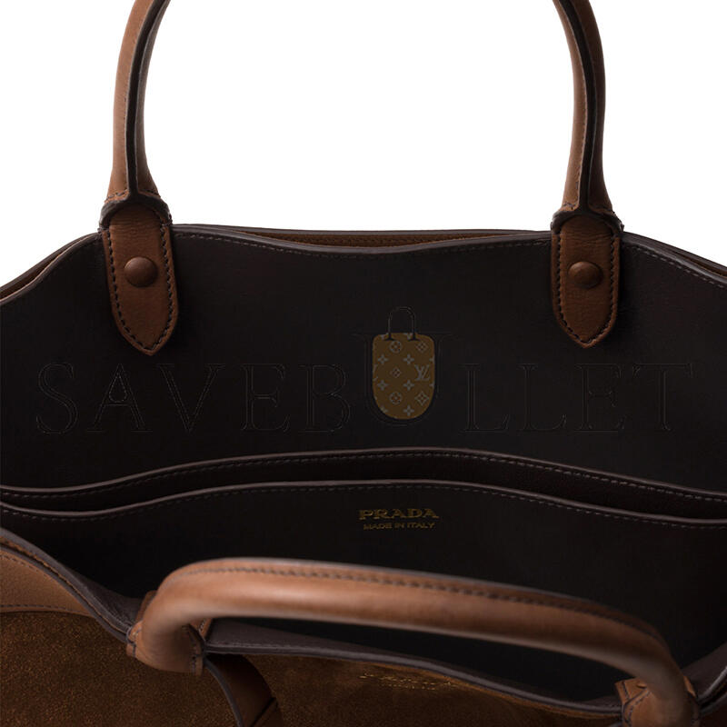 PRADA BUCKLE SUEDE BAG WITH BELT 2VG126 (48*34*18cm)